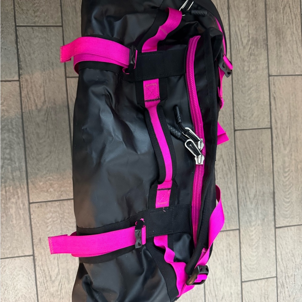 The North Face Black and Hot Pink Medium Duffel Bag